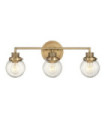 Wall light Bathroom Hinkley Steel, transparent grained glass Brass Heritage