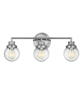 Wall light Bathroom Hinkley Steel, transparent grained glass Polished chrome