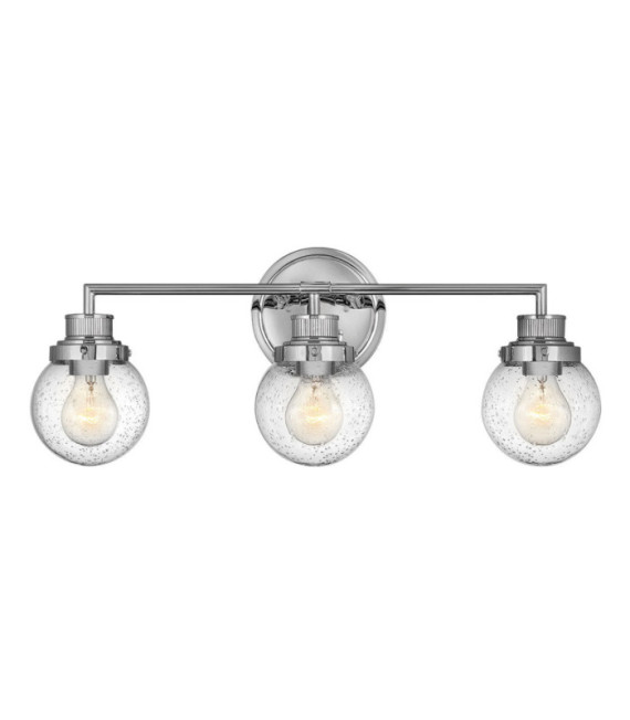 Applique murale Salle de bains Hinkley Acier,verre grainé transparent Chrome poli