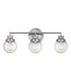 Wall light Bathroom Hinkley Steel, transparent grained glass Polished chrome