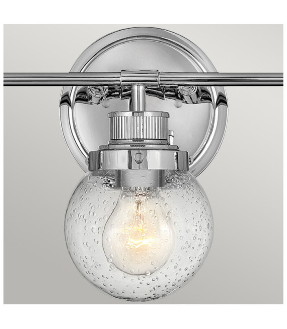 Wall light Bathroom Hinkley Steel, transparent grained glass Polished chrome