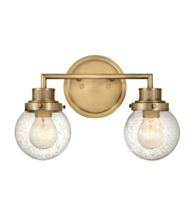 Wandleuchte Badezimmer Hinkley Steel, transparentes genarbtes Glas Brass Heritage
