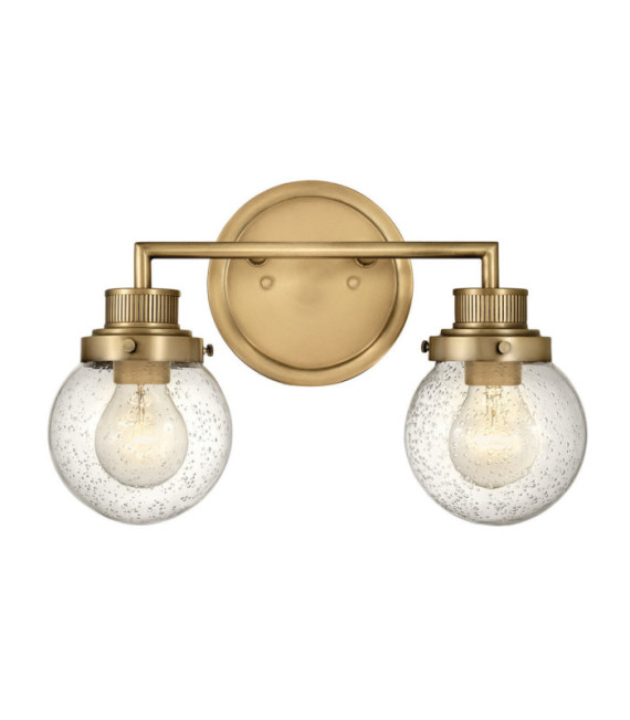 Lampada da parete Bagno Hinkley Acciaio, vetro granulato trasparente Ottone Heritage
