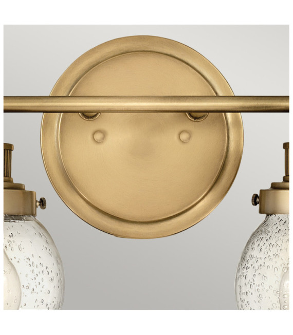 Lampada da parete Bagno Hinkley Acciaio, vetro granulato trasparente Ottone Heritage