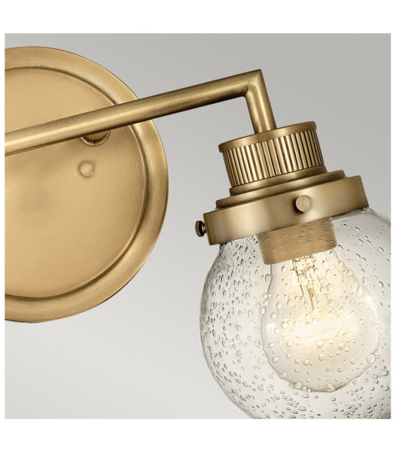 Wandleuchte Badezimmer Hinkley Steel, transparentes genarbtes Glas Brass Heritage