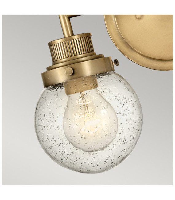 Wandleuchte Badezimmer Hinkley Steel, transparentes genarbtes Glas Brass Heritage