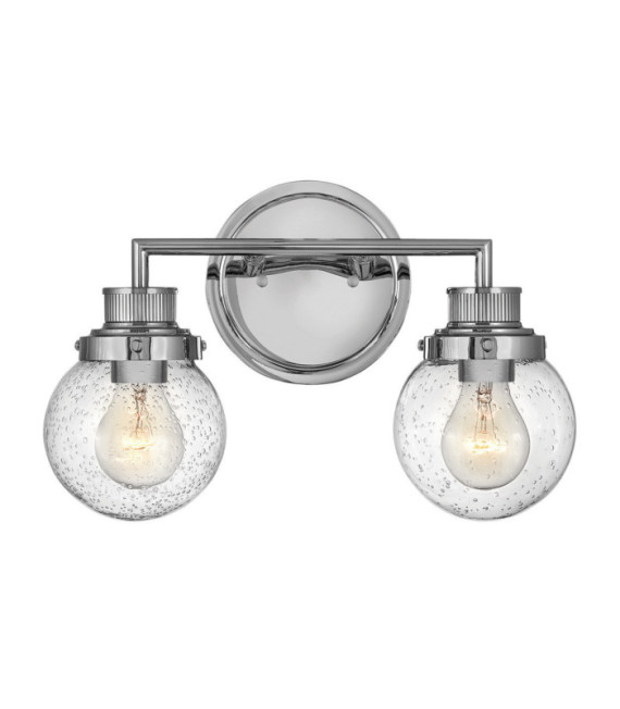 Wall light Bathroom Hinkley Steel, transparent grained glass Polished chrome