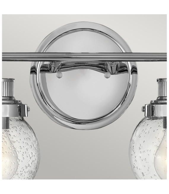 Wandleuchte Badezimmer Hinkley Stahl, transparentes, gekörntes Glas, poliertes Chrom