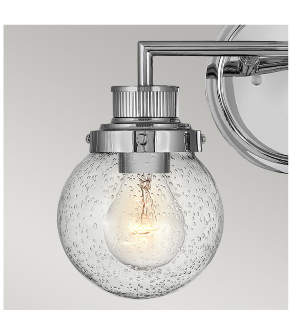 Wall light Bathroom Hinkley Steel, transparent grained glass Polished chrome