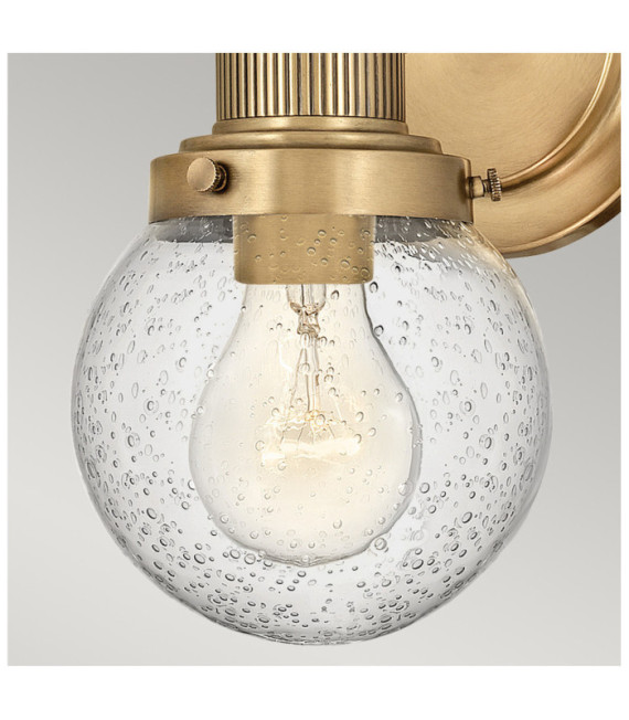 Wall light Bathroom Hinkley Steel, transparent grained glass Brass Heritage