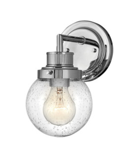 Aplique de baño Hinkley Acero, cristal granulado transparente Cromo pulido