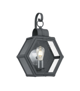 Quoizel exterior wall light Aluminum, steel, brass, transparent grained glass Marbled black