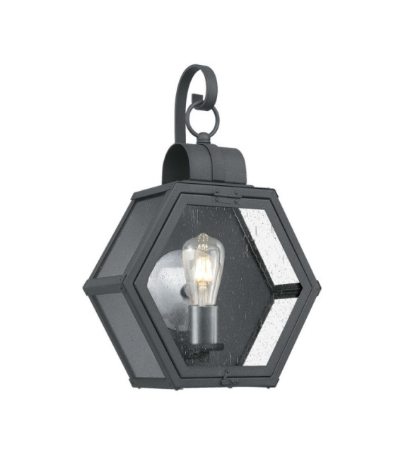Lampada da parete per esterni Quoizel Alluminio, acciaio, ottone, vetro granulato trasparente Nero marmorizzato