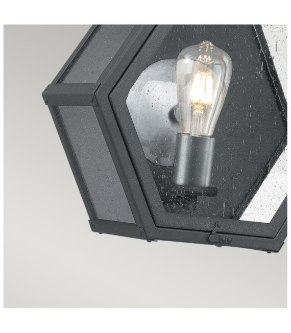 Aplique exterior Quoizel Aluminio, acero, latón, cristal granulado transparente Negro veteado