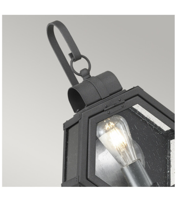Quoizel exterior wall light Aluminum, steel, brass, transparent grained glass Marbled black