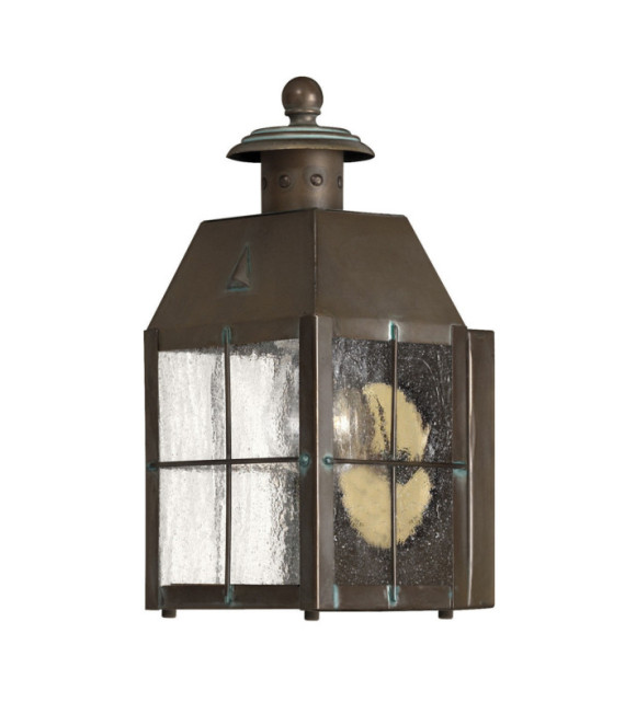 Hinkley outdoor wall light Solid brass, transparent seeded glass Aged brass