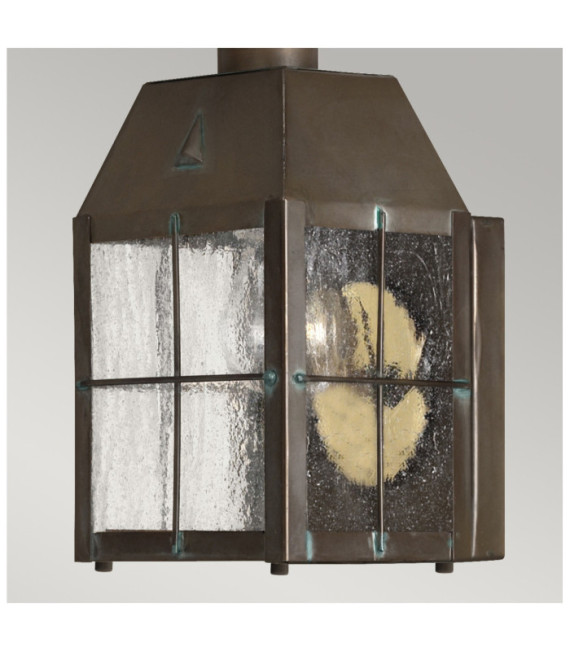 Hinkley outdoor wall light Solid brass, transparent seeded glass Aged brass