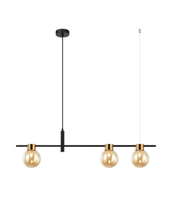 Bletter Pendant Lamp Glass, Black Steel, Amber