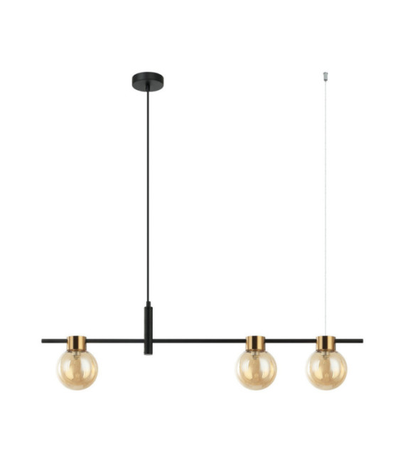 Lampada a Sospensione Bletter Vetro, Acciaio Nero, Ambra