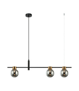 Suspension Bletter Verre,Acier Noir,Fumé