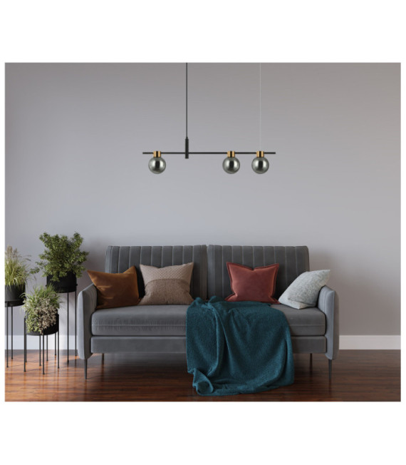 Bletter Pendant Lamp Glass, Black Steel, Smoked
