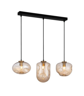 Lampada a sospensione Hatella Vetro, Acciaio Nero, Rame