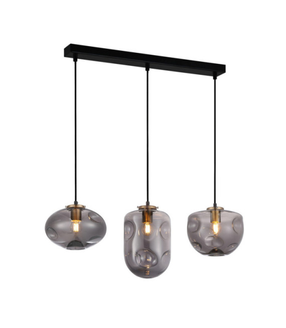 Hatella Lámpara Colgante Cristal, Acero negro, Cobre
