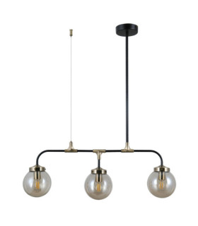 Lámpara colgante Valpena Vidrio, acero, aluminio Bronce antiguo, negro mate