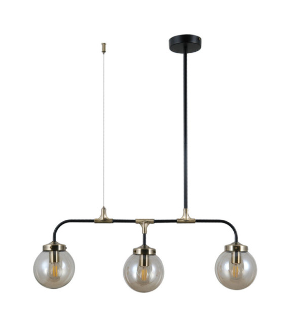 Lampada a sospensione Valpena Vetro, acciaio, alluminio Bronzo antico, nero opaco