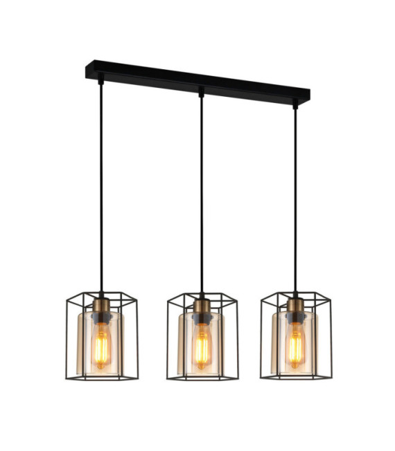 Lámpara Colgante Kalula Cristal, Acero Negro