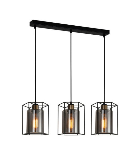 Kalula Pendant Lamp Glass, Black Steel