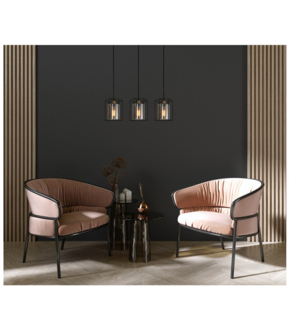 Suspension Kalula Verre,Acier Noir