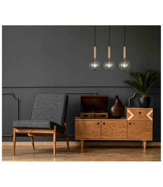 Ravena Pendant Lamp Glass, Steel Brass, Smoked