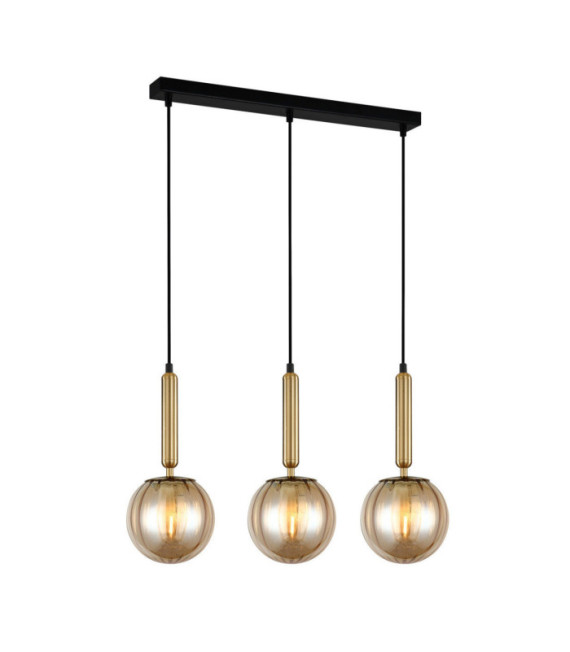 Ravena Pendelleuchte Glas, Stahl Messing, Bernstein