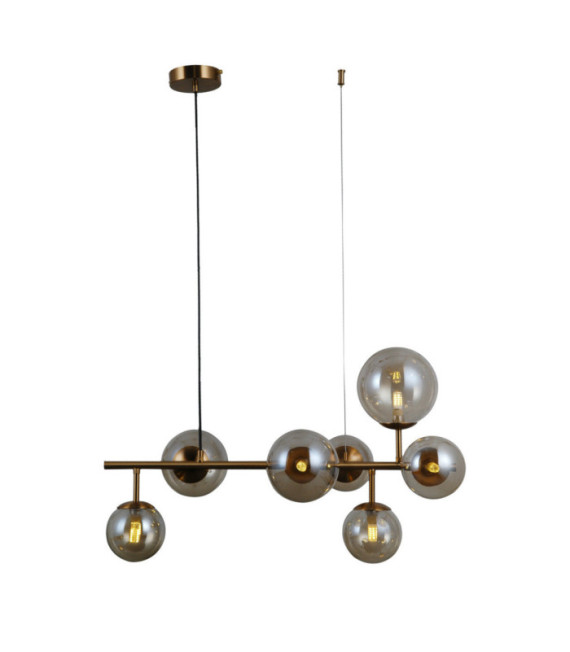 Lampadario Frontera in Vetro, Acciaio Miele Ottone