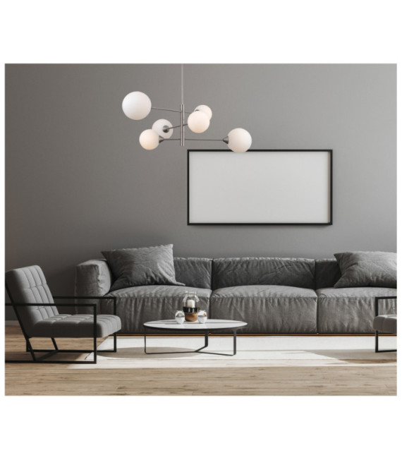 Plafonnier Evora Verre,Acier Nickel satiné
