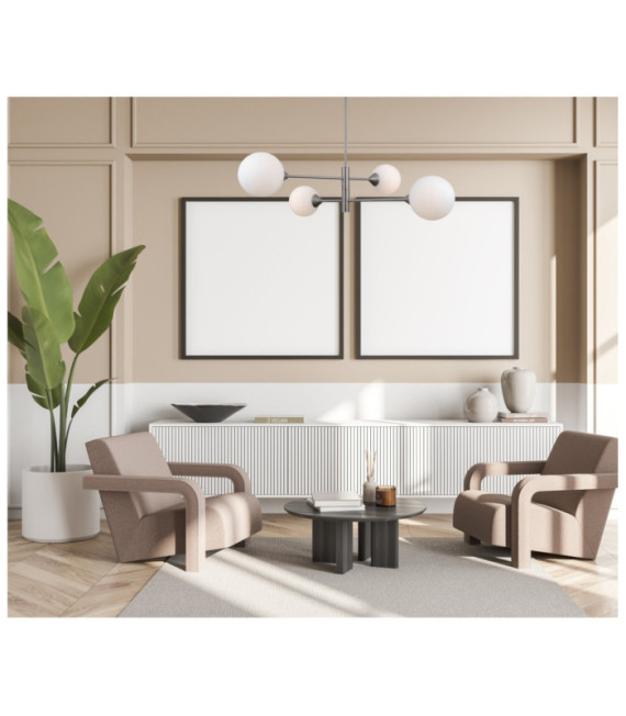 Plafonnier Evora Verre,Acier Nickel satiné