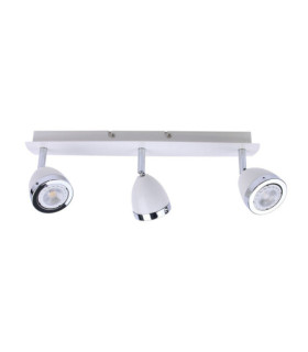 Barre de spots Calasa Acier Blanc mat, anneau chromé
