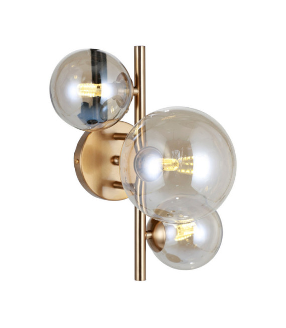 Lampada da parete Canello Vetro, Acciaio Miele Ottone
