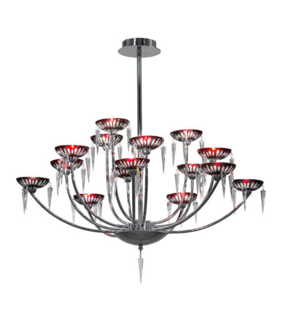 Sfera pendant light Glass, metal alloy Red, Chrome