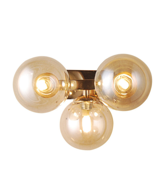 Lampada da parete Marbelio Vetro, Acciaio Oro, Cognac