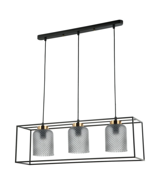 Lampadario Sinella in Vetro, Acciaio Nero