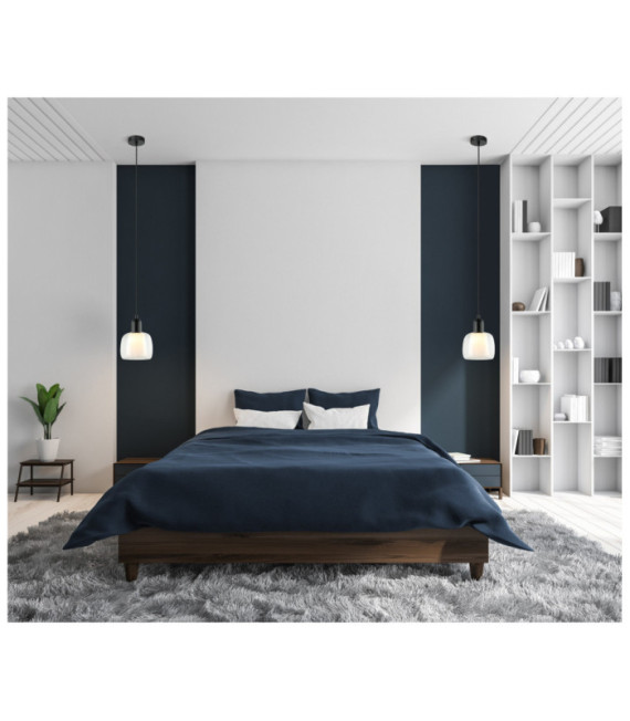 Lamezia Pendant Lamp Glass, Black Steel