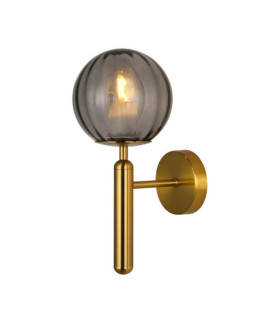 Lampada da parete Ravena Vetro, Acciaio Ottone, Fumè