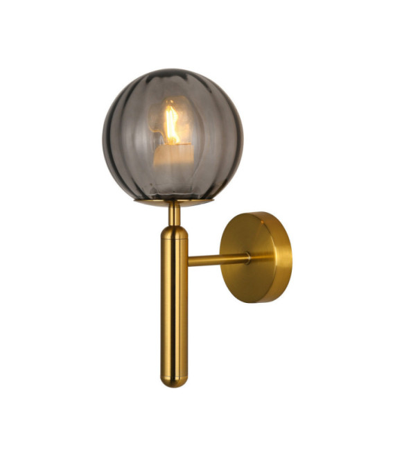 Lampada da parete Ravena Vetro, Acciaio Ottone, Fumè