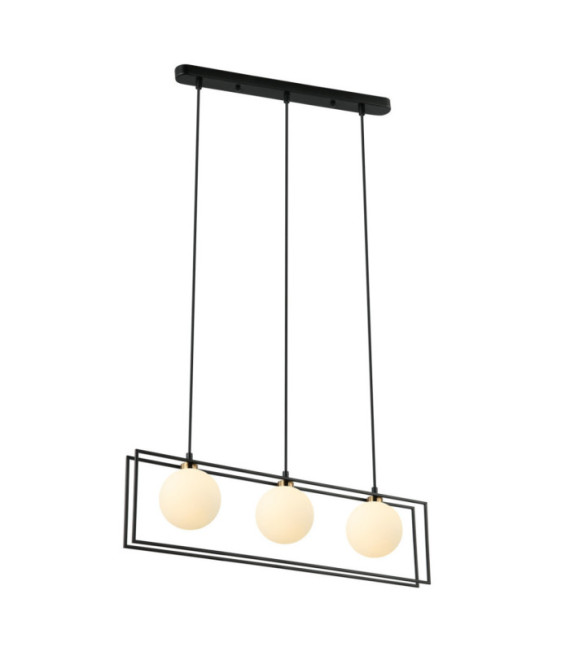 Lampadario Grosetta in Vetro, Acciaio Nero