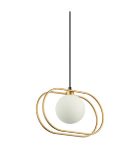 Grosetta Pendelleuchte aus Glas, schwarzem Stahl, Gold