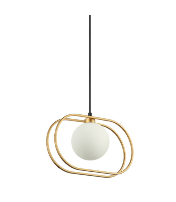 Lámpara colgante Grosetta de cristal, acero negro, dorado