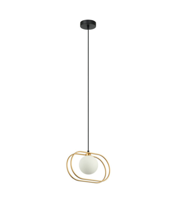 Lampadario Grosetta in Vetro, Acciaio Nero, Oro