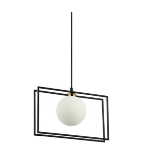 Lámpara colgante Grosetta de cristal, acero negro